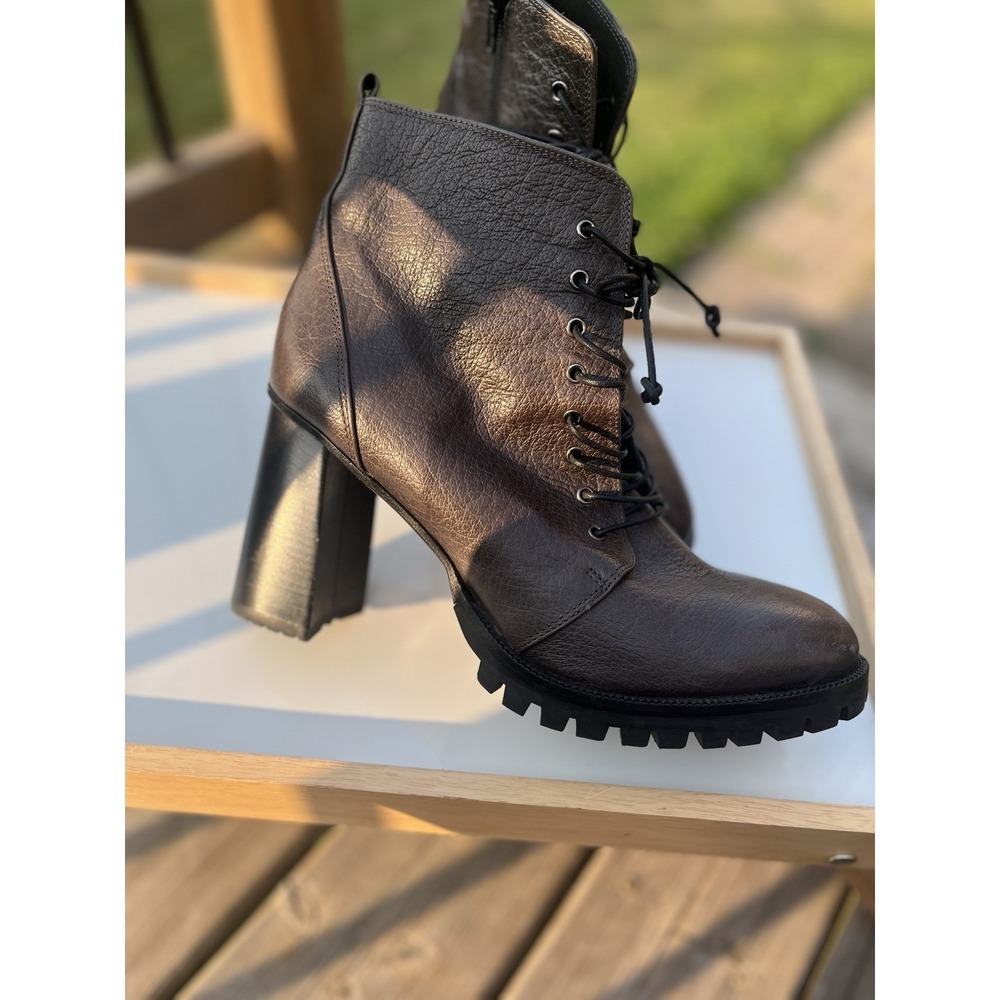 Napoleoni Dark Leather Lace Up Booties Boots EU41 Italy